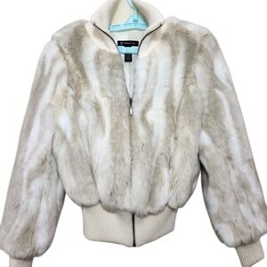 Vintage I.N.C. International Concepts Womens Medium White Faux Fur Glam Feminine